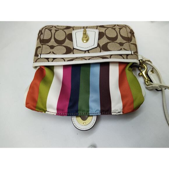 Coach Gigi Signature Brown Canvas Turnlock 65th Ann. Wristlet - Coin Wallet - Picture 12 of 13